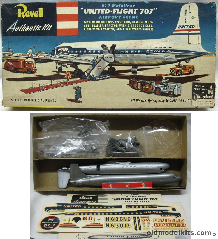 Revell 1/122 DC-7 United Flight 707 Airport Set - 'S' Kit, H220-198 plastic model kit